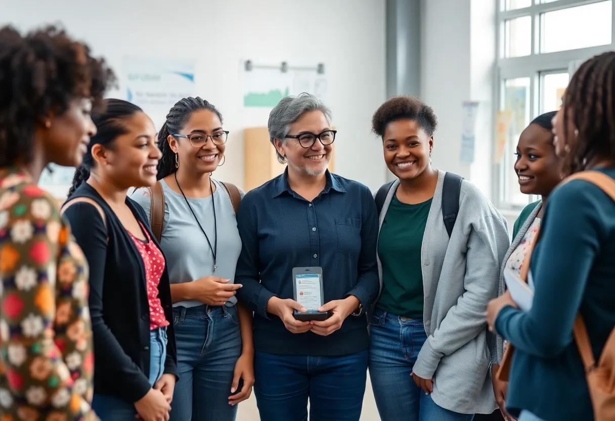 Educators and students collaborating in a classroom setting