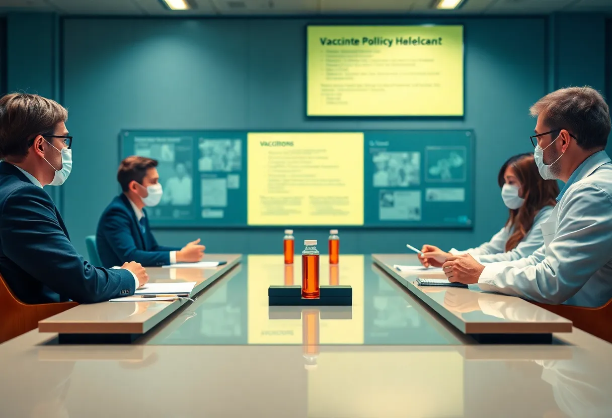 Meeting of health officials discussing vaccine policies