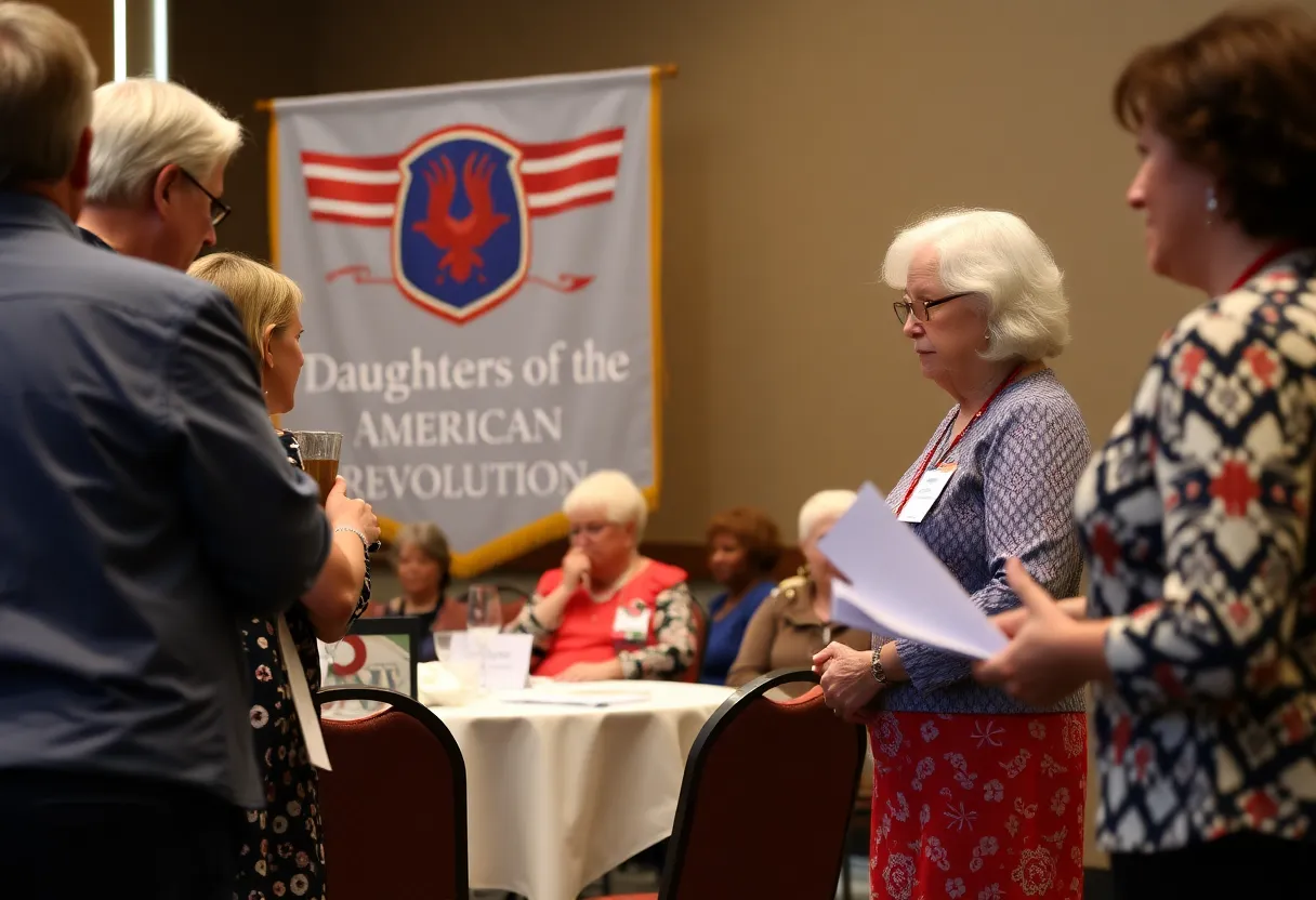 Honoring members of the Daughters of the American Revolution at a luncheon
