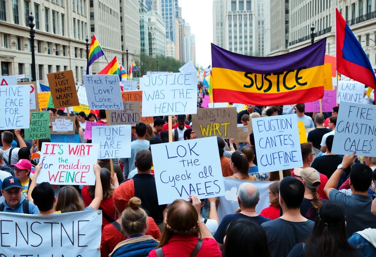 Protesters at the No Kings protests holding signs
