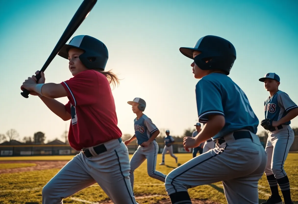 Baseball players competing in a game between North Augusta Halos and Greenwood Post 20