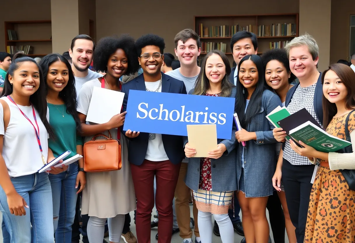 Scholarship winners celebrating their achievements