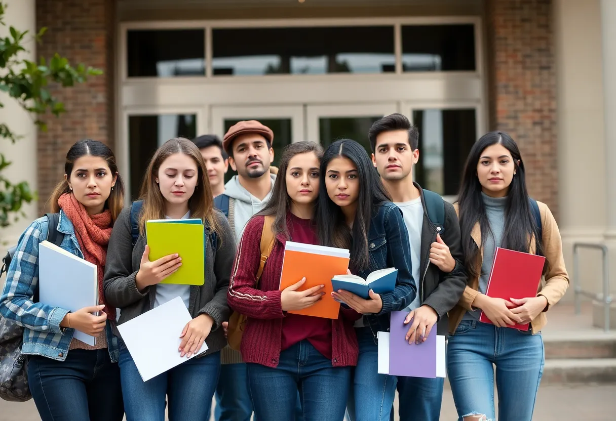 A group of international students showing concern over U.S. visa policies.