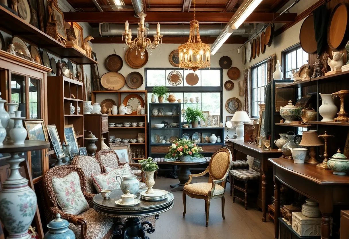 Interior of The Briar Patch Antiques showcasing diverse antiques and crafts