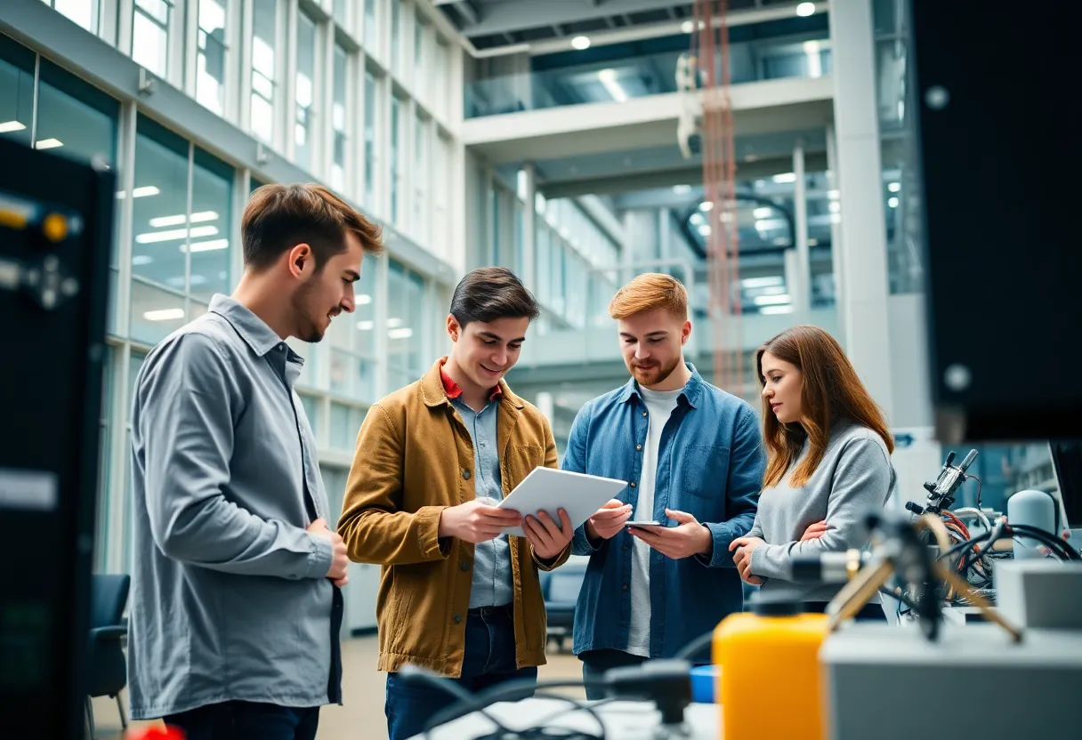 Students collaborating in the USC Aiken Electrical Engineering laboratory.