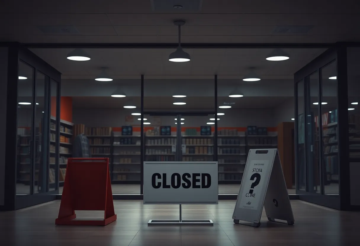 Closed Victoria's Secret store with sign