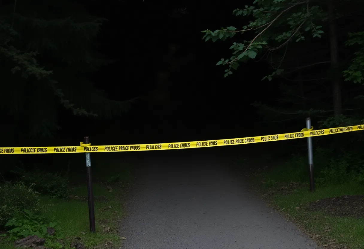 Police investigation at the site where a decomposed body was found in Aiken County