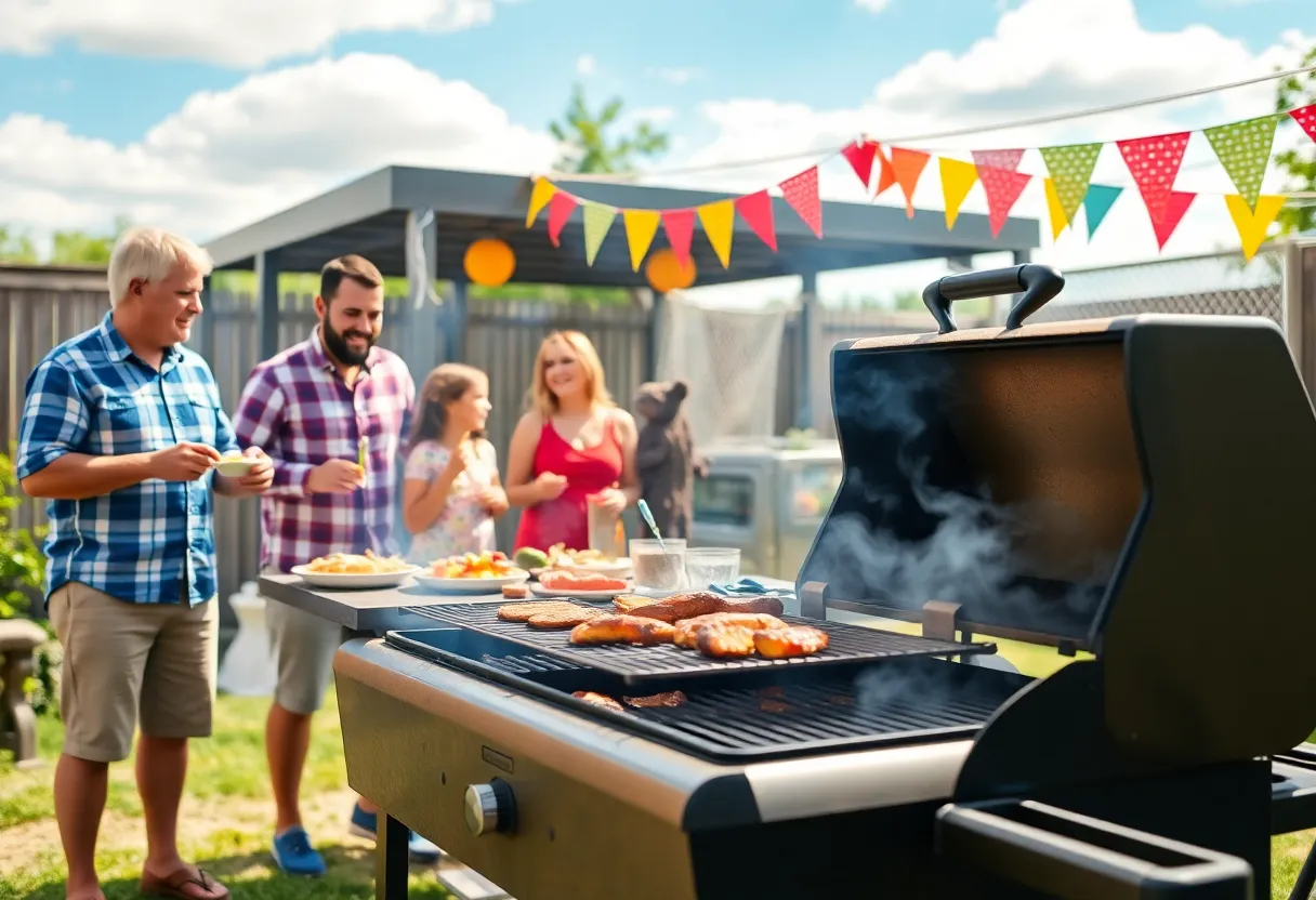 Families celebrating Fourth of July with barbecue in Aiken