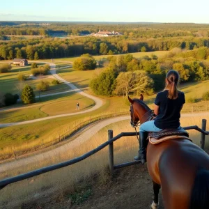 Beautiful landscape in Aiken South Carolina with equestrian activities