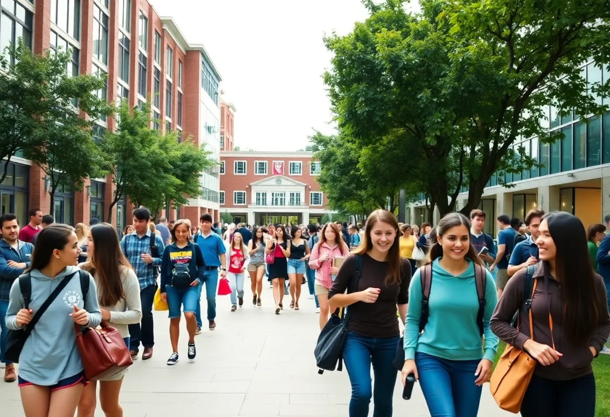 Diverse students on a South Carolina university campus engaging in community activities.