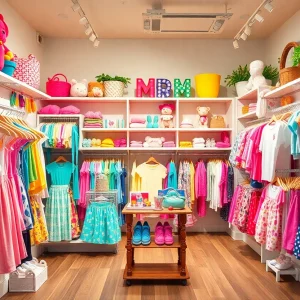 Interior of Tippy-Toes Boutique displaying children's clothing