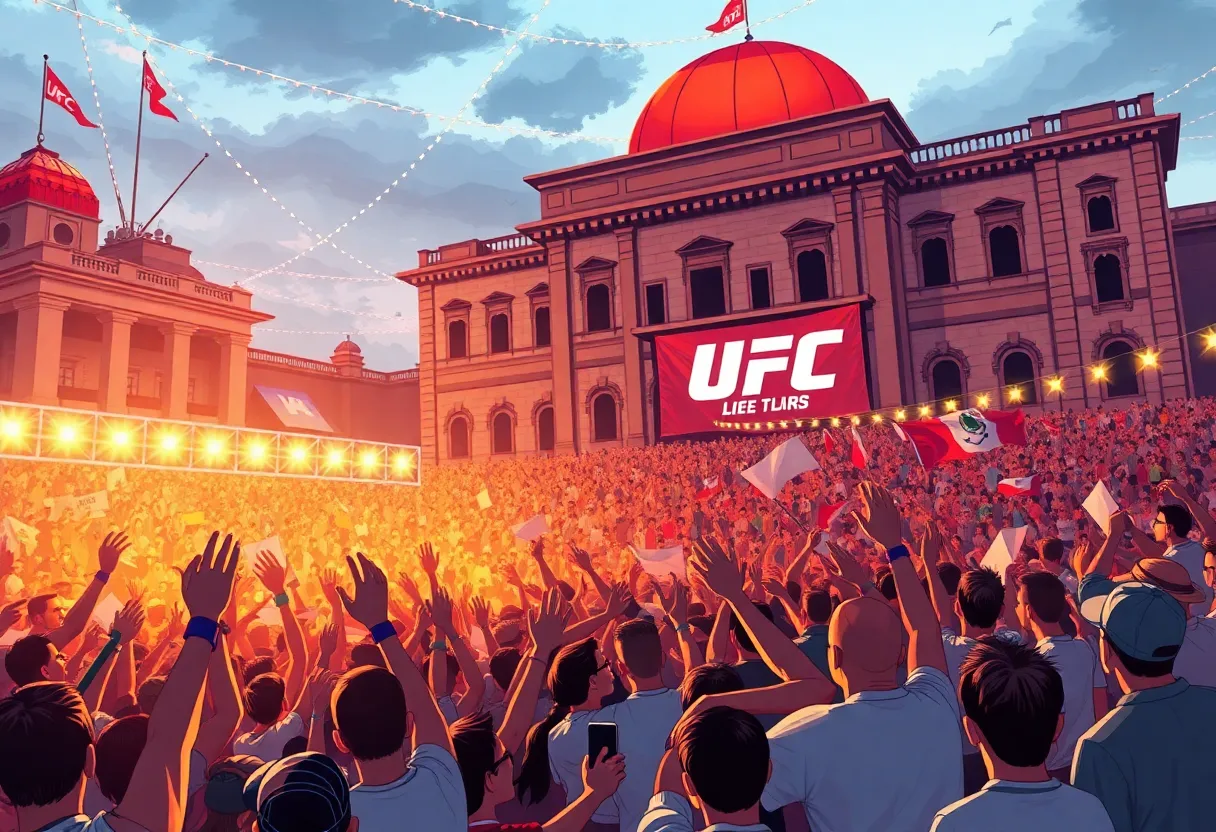 Crowd cheering at a UFC match on White House grounds