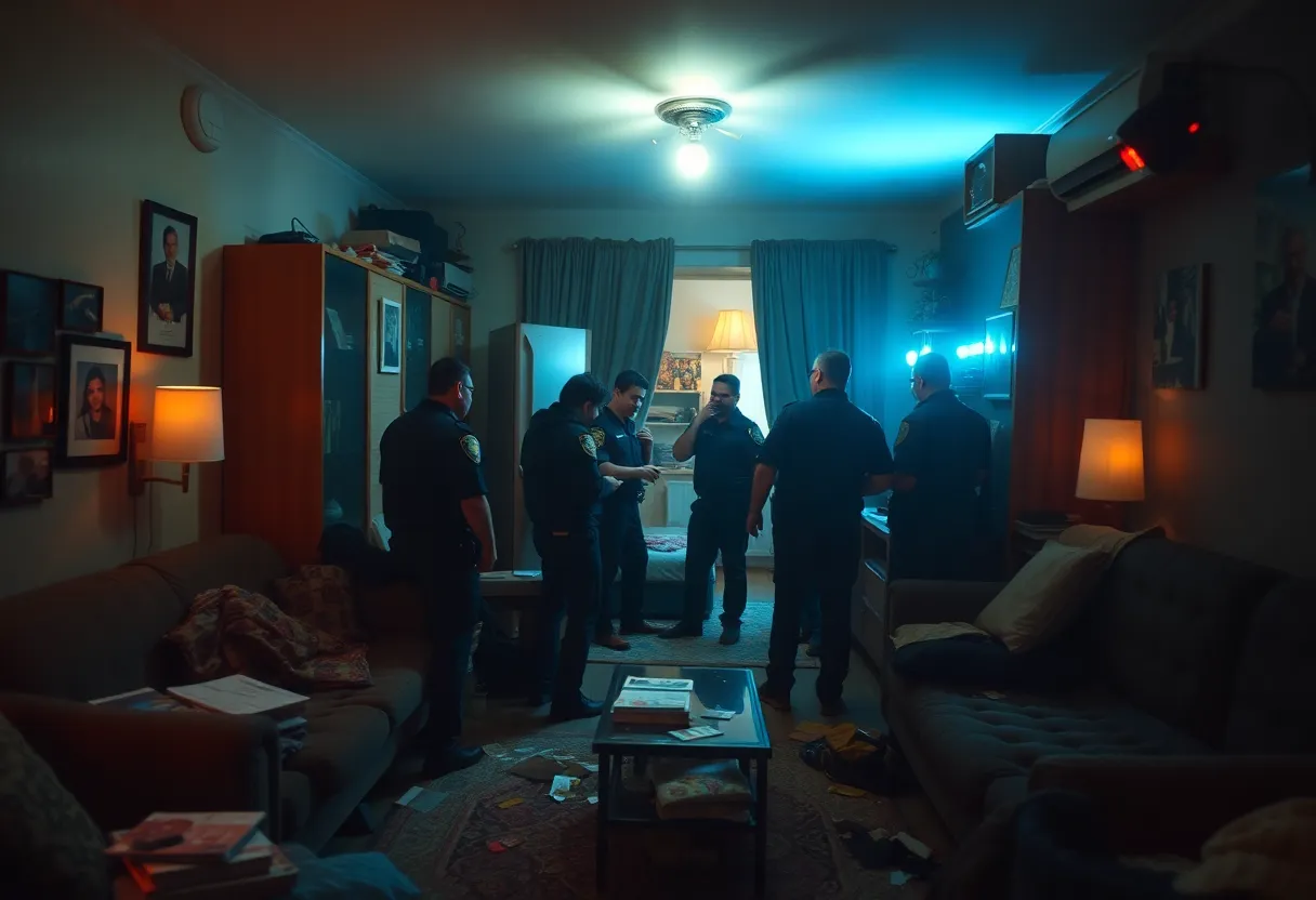 Scene of a police response to an apartment disturbance in Aiken.