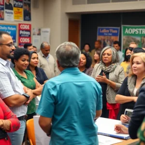 Community members engaging in a discussion about Aiken City Council elections