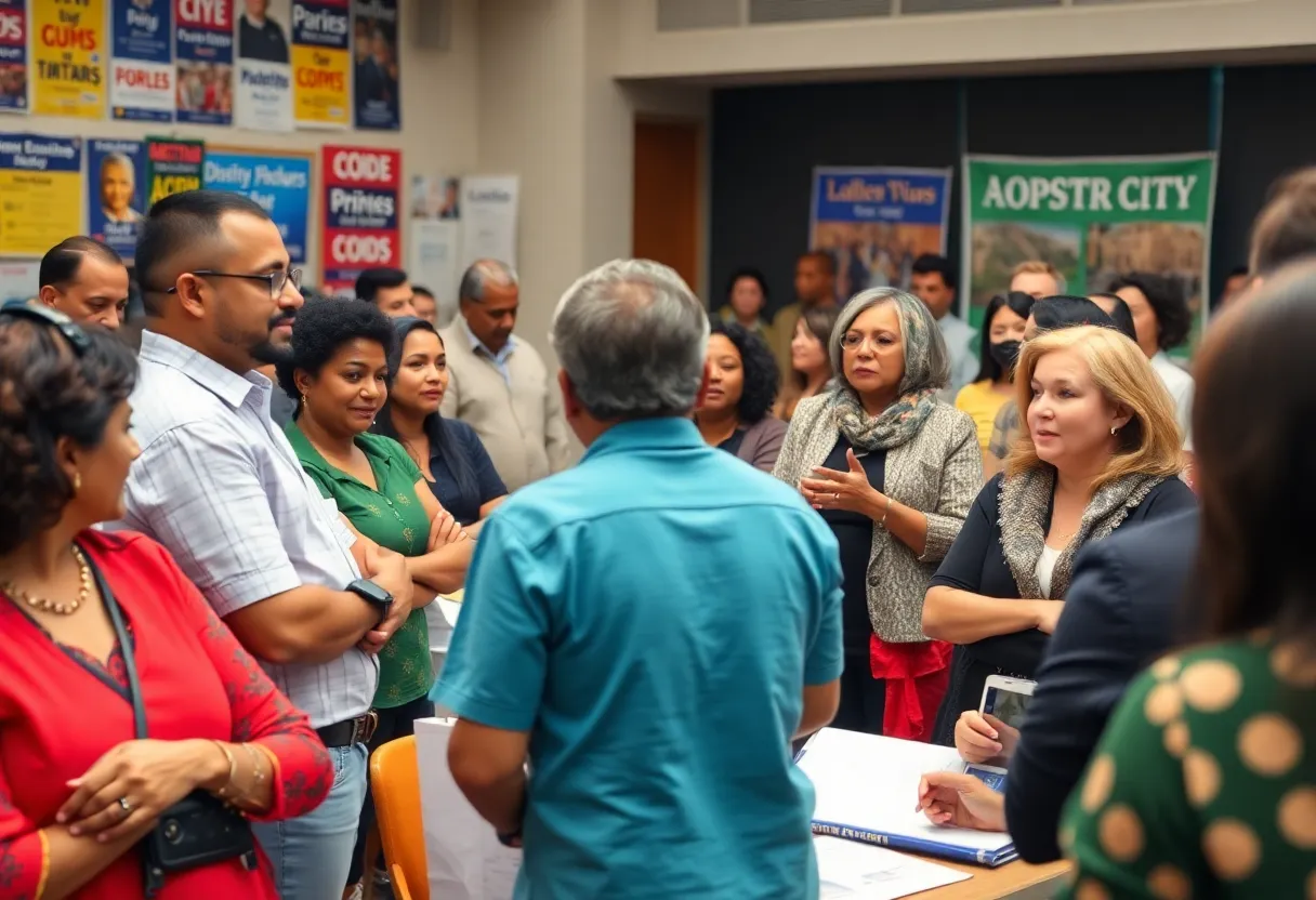 Community members engaging in a discussion about Aiken City Council elections