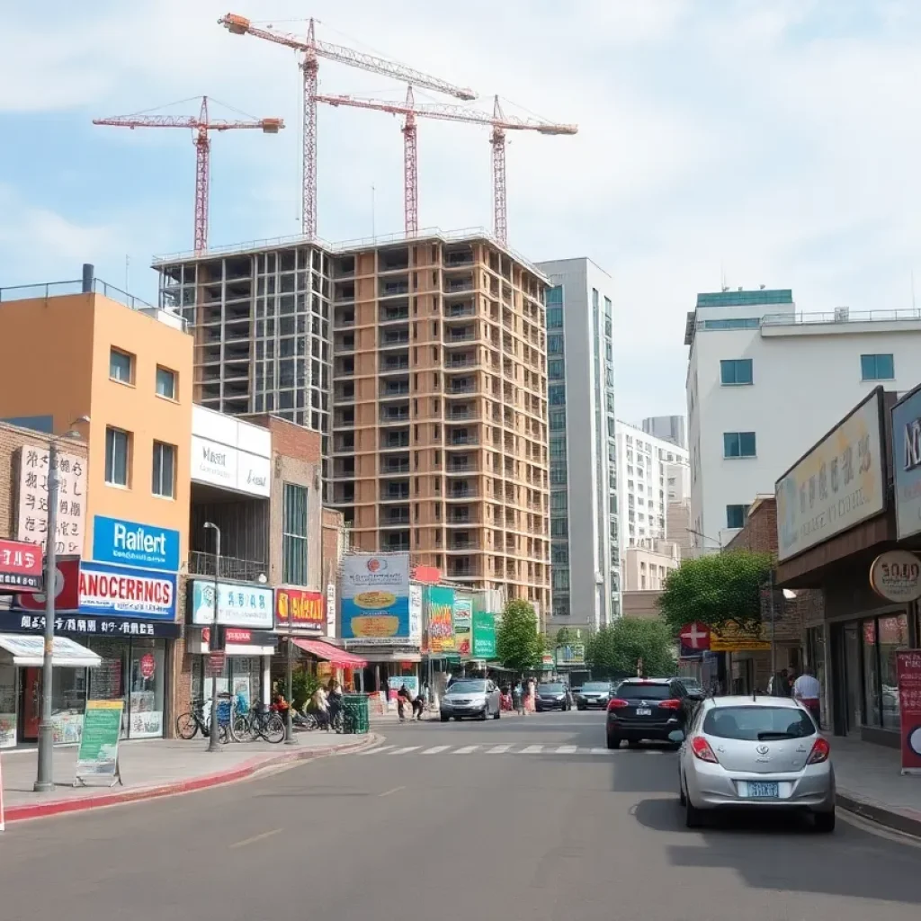 A view of commercial properties and construction in Aiken