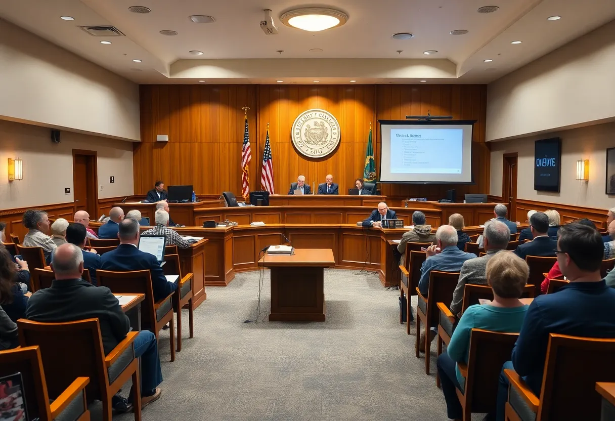Community members and council at Aiken city council meeting discussing zoning and budget
