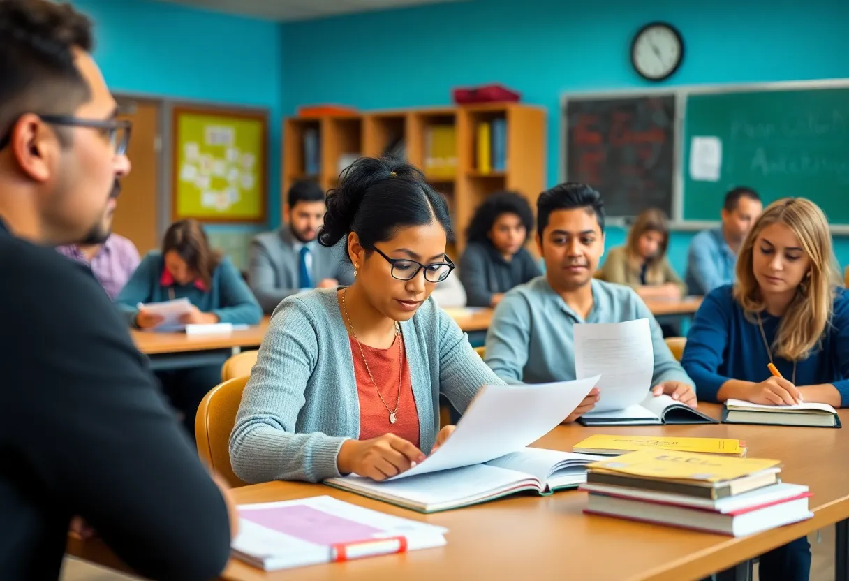 Adults learning in a classroom at Aiken County Adult Education Center