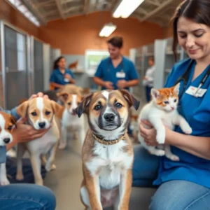 Volunteers at Aiken County Animal Shelter caring for abandoned puppies and kittens