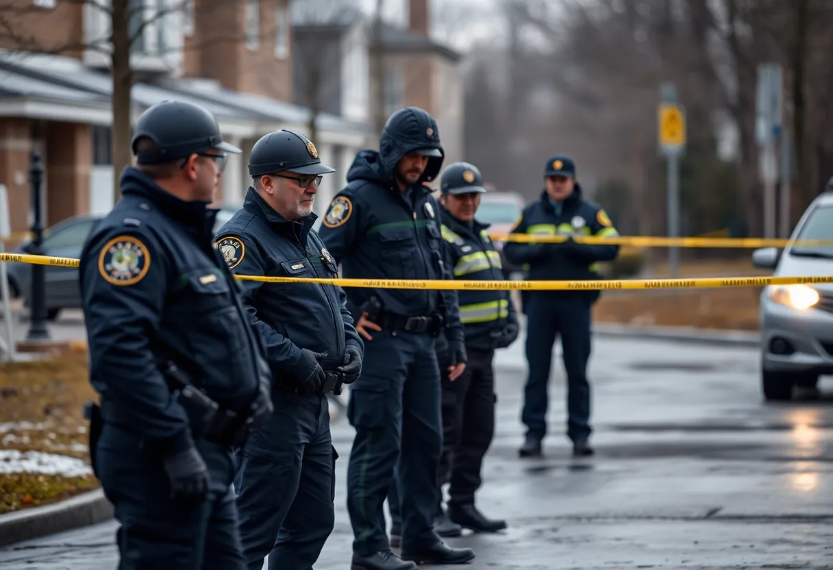 Law enforcement officers at a crime scene in Aiken County