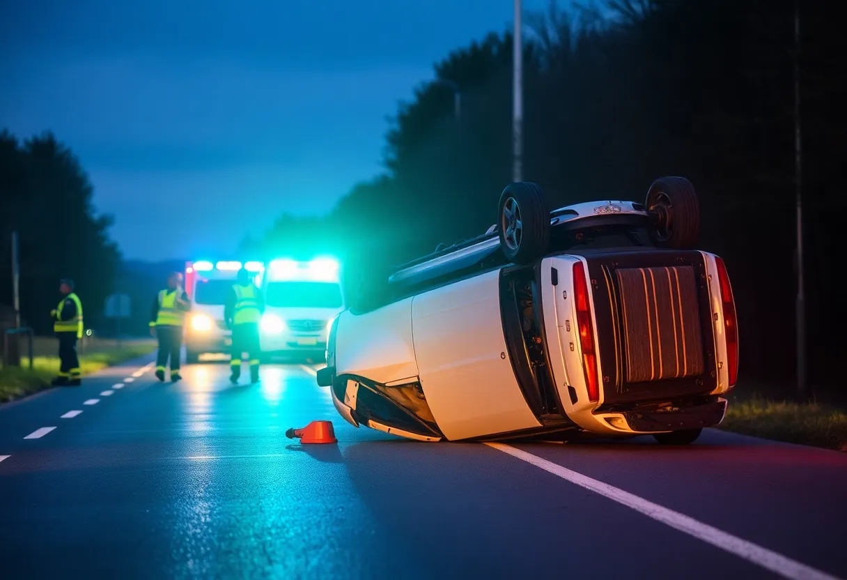 Scene of a car accident in Aiken County