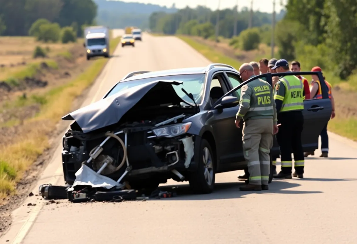 Emergency responders at the scene of a traffic accident in Aiken County