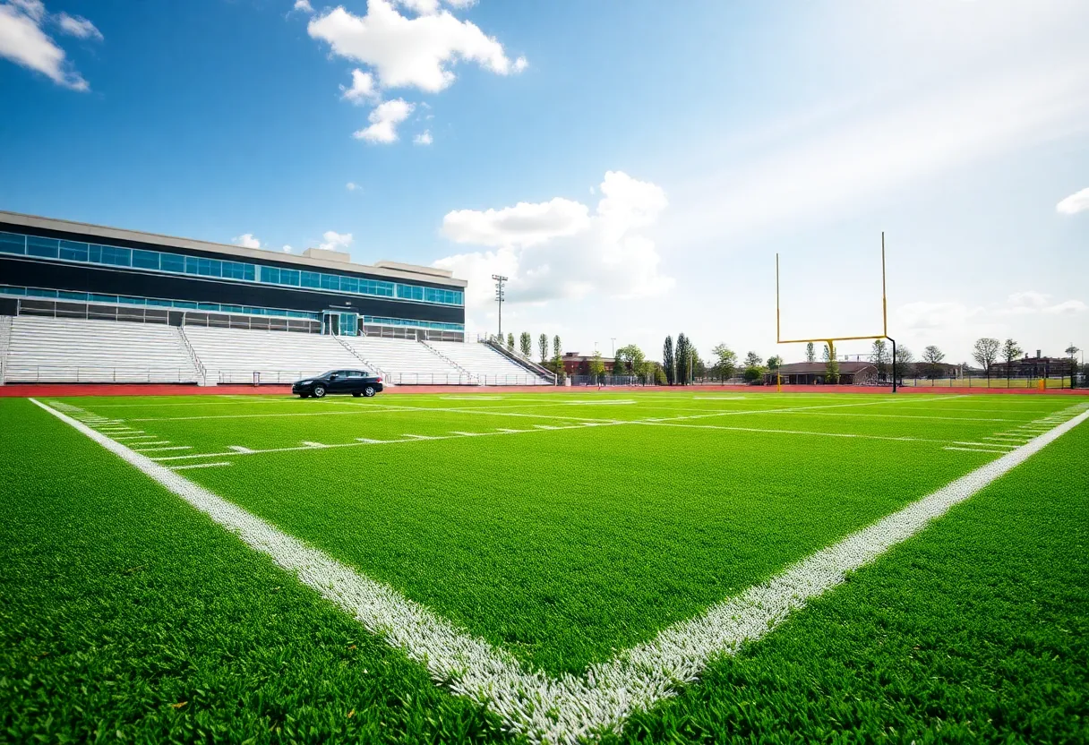 New artificial turf at Aiken County high school football field