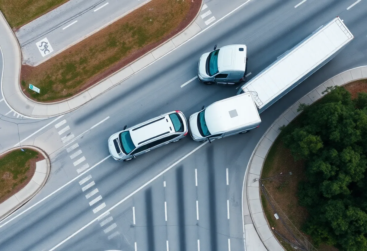 Aerial view of a traffic accident scene in Aiken County.