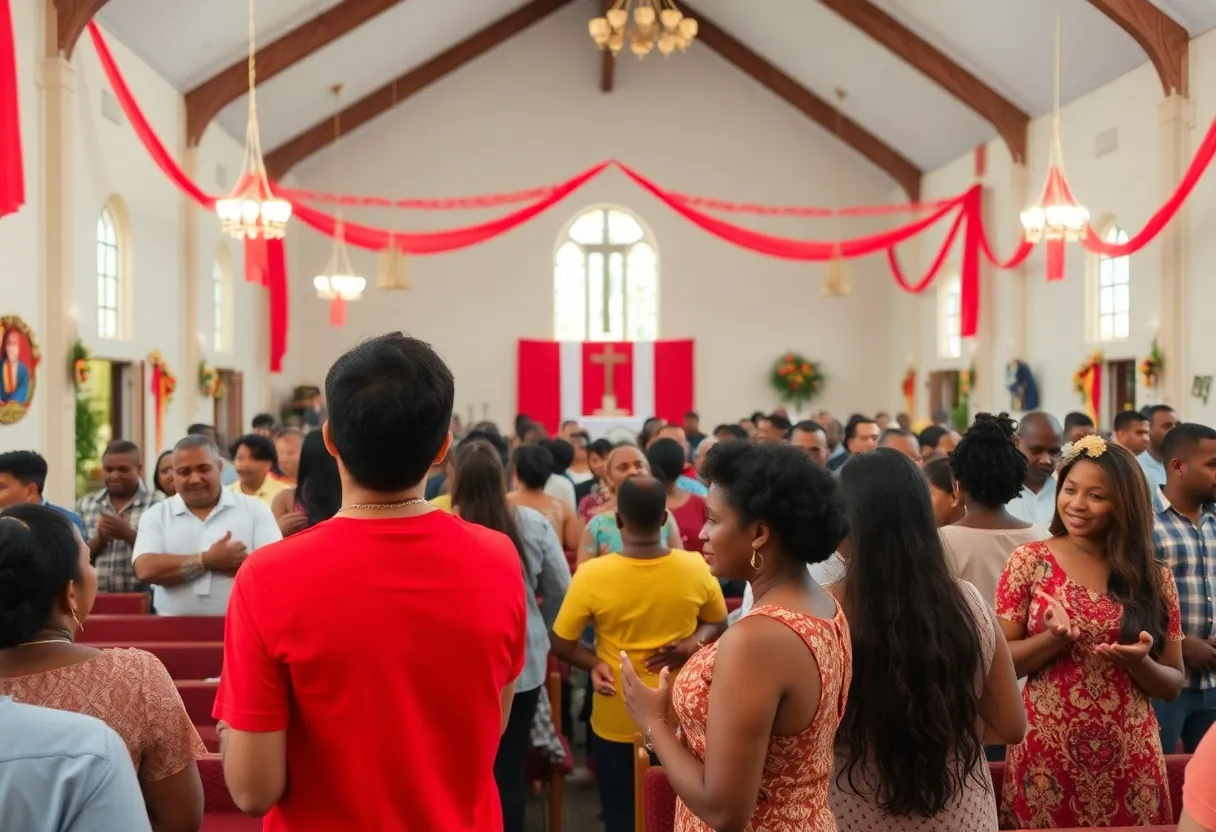 Community members celebrating Family Sunday worship service