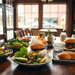 Farm-to-table dining spread with seasonal dishes and fresh produce in a cozy Aiken restaurant