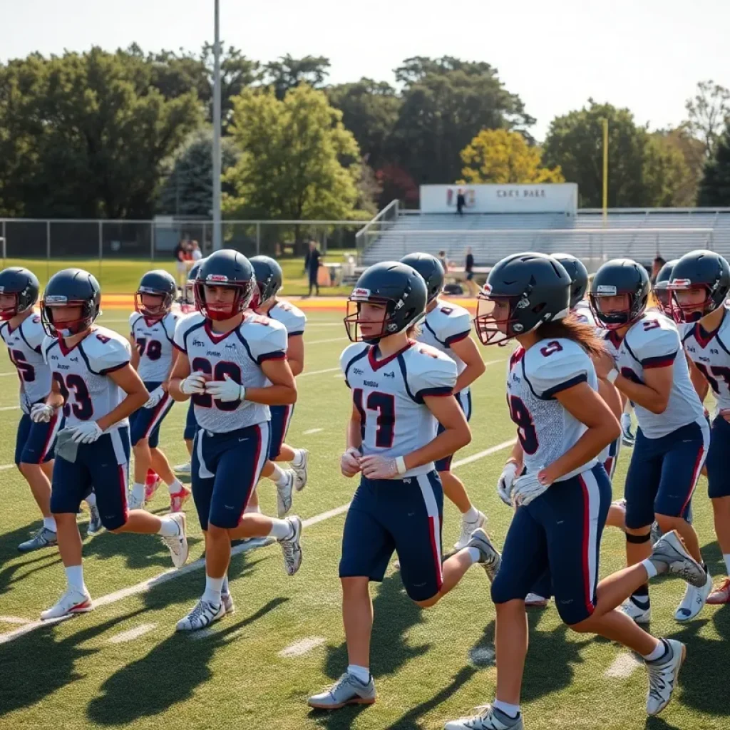 Aiken High School football team practicing