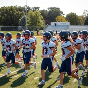 Aiken High School football team practicing