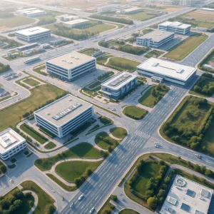 Aiken Innovation Corridor showcasing modern facilities and green spaces