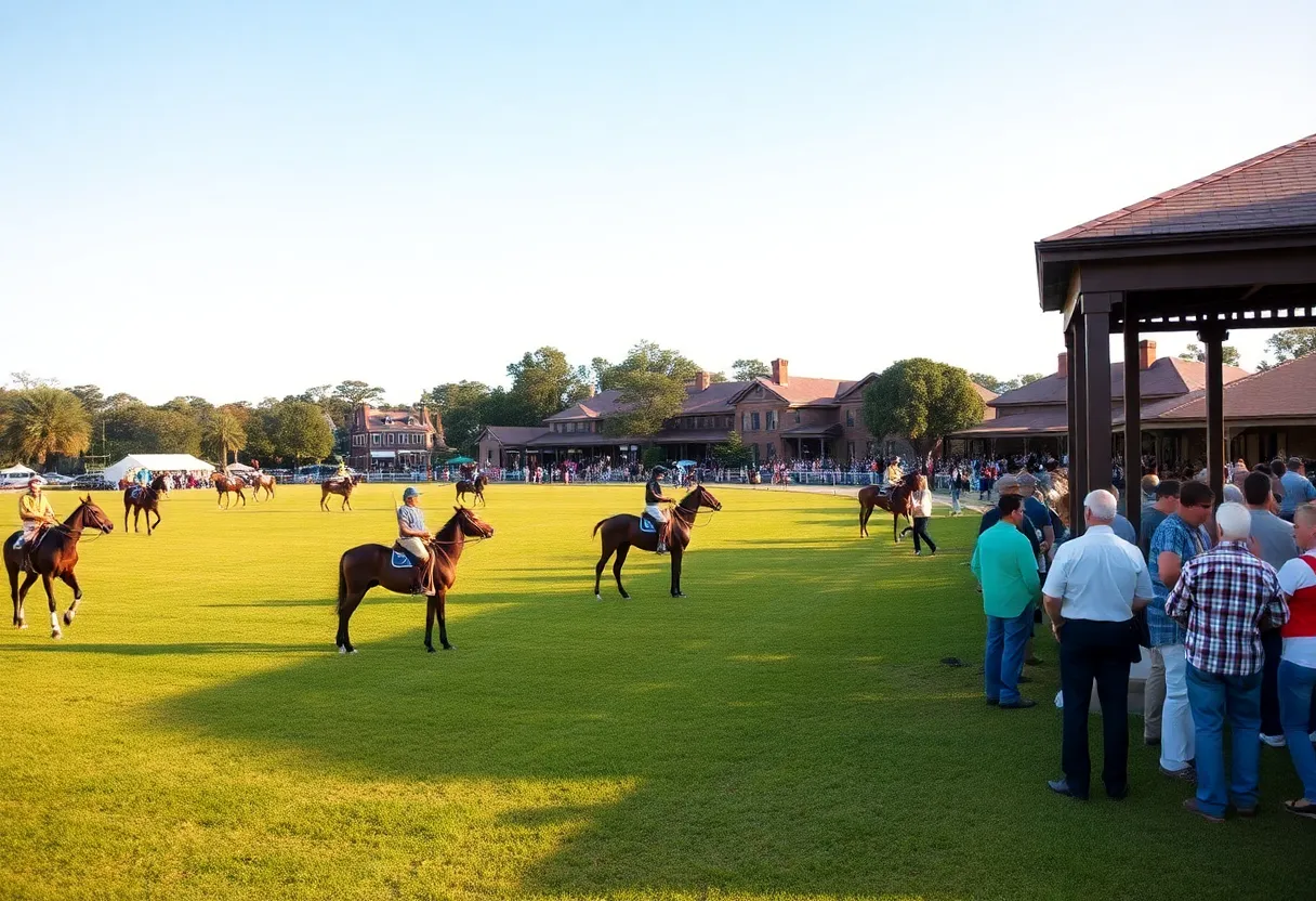 Volunteers assisting guests near the pavilion at Aiken Polo Club Whitney Field during a daytime polo match