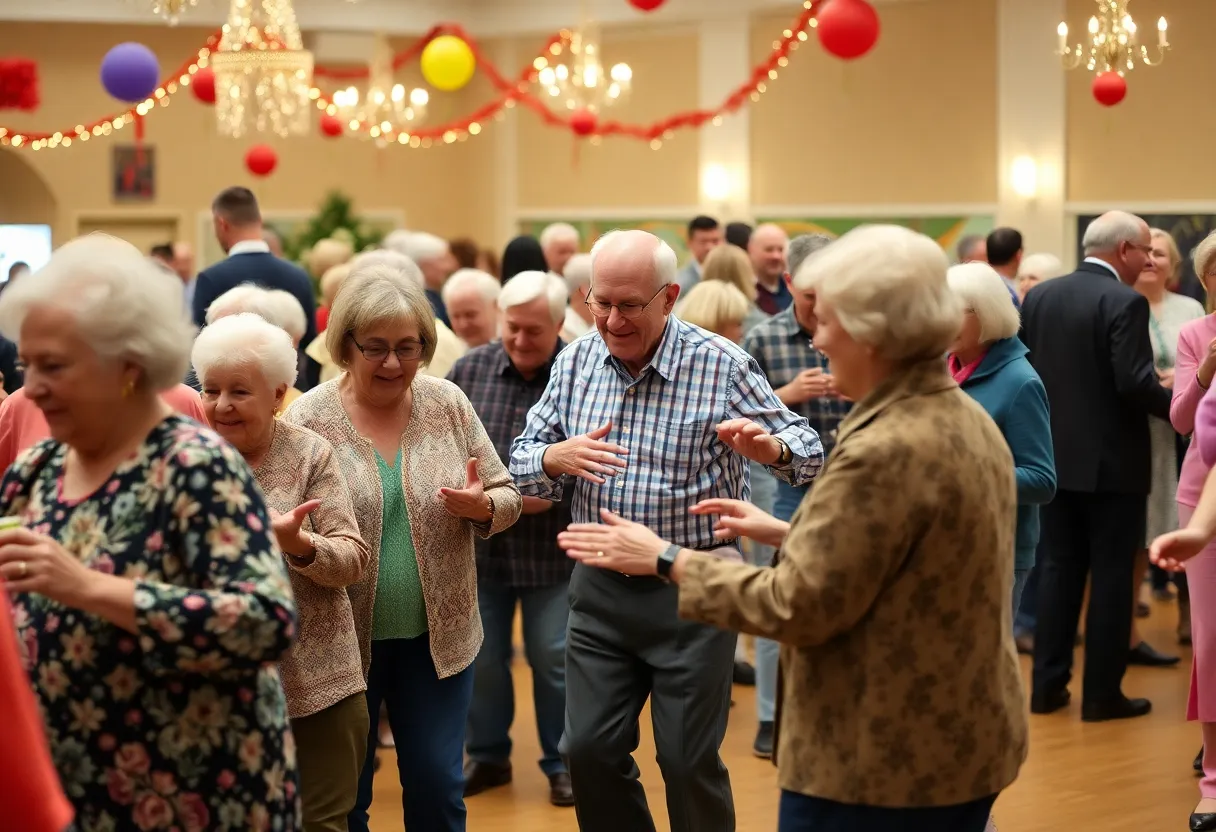 Seniors enjoying games and dancing at Aiken Senior Fun Day