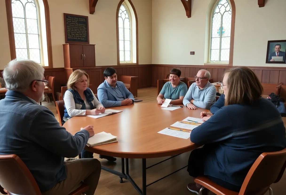 Community forum discussing tiny homes initiative for homeless support