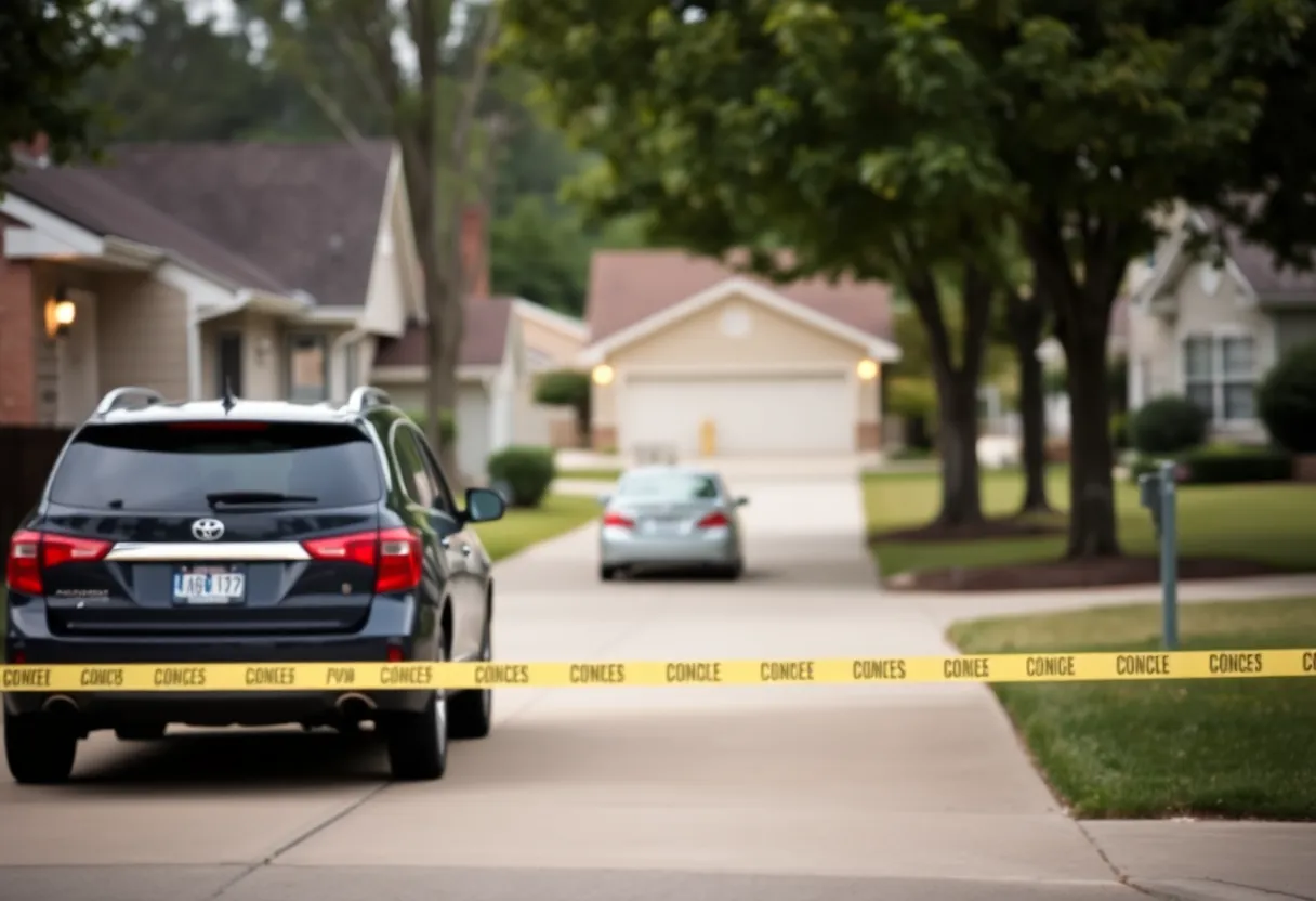 Scene of a suburban neighborhood in Aiken with a driveway