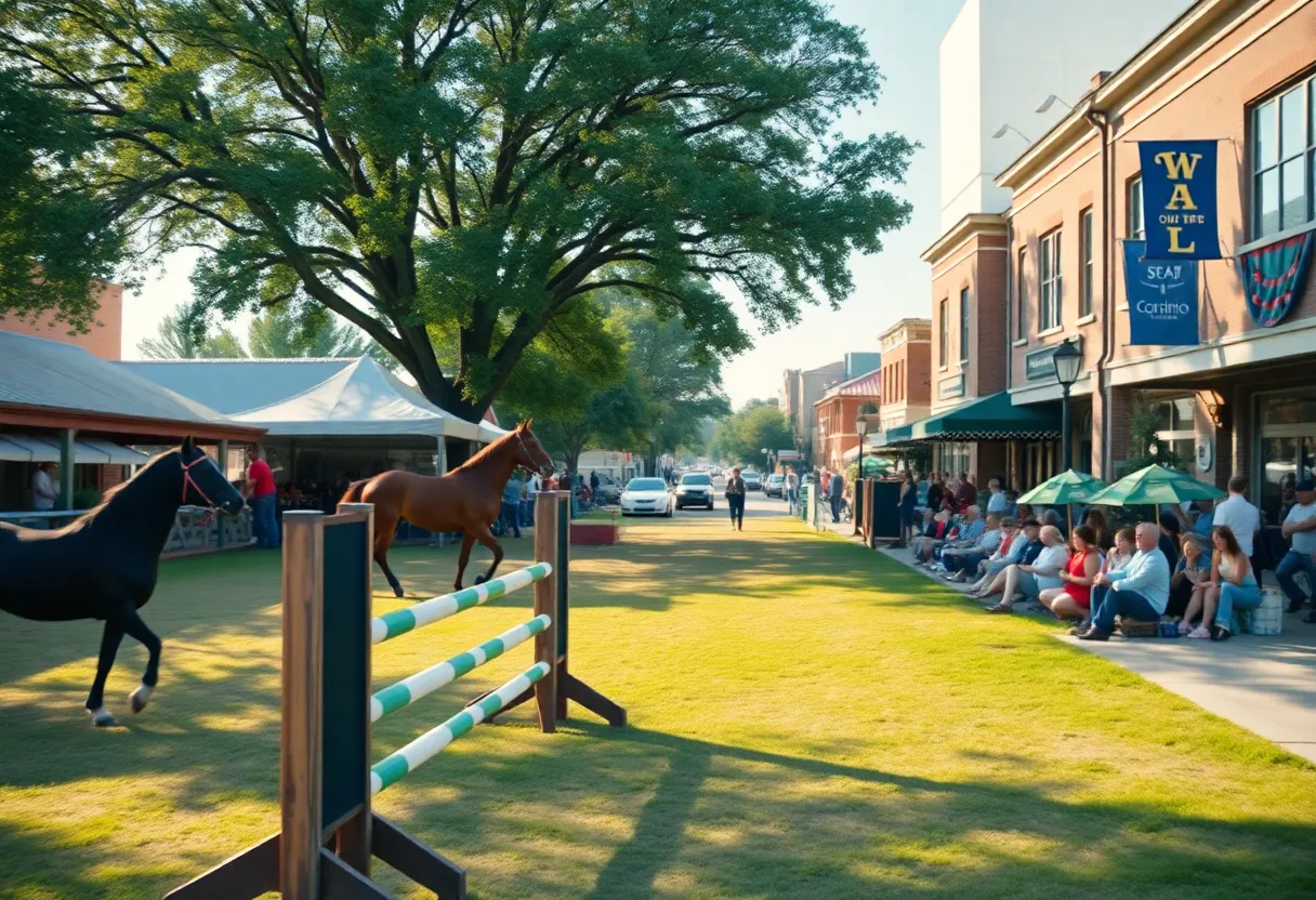 Montage of Aiken Night Market, Hitchcock Woods sunrise hike, and a vinyl fair