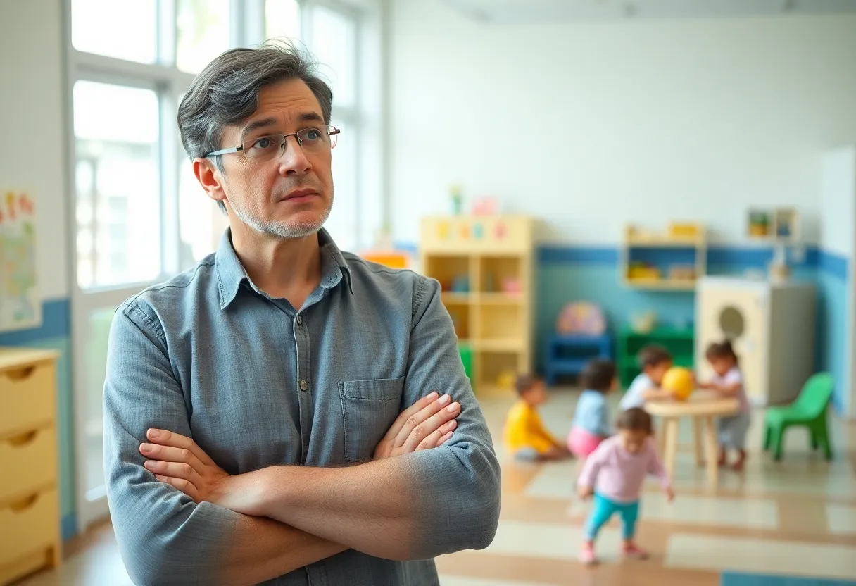 Playground at a daycare with children playing, reflecting safety concerns