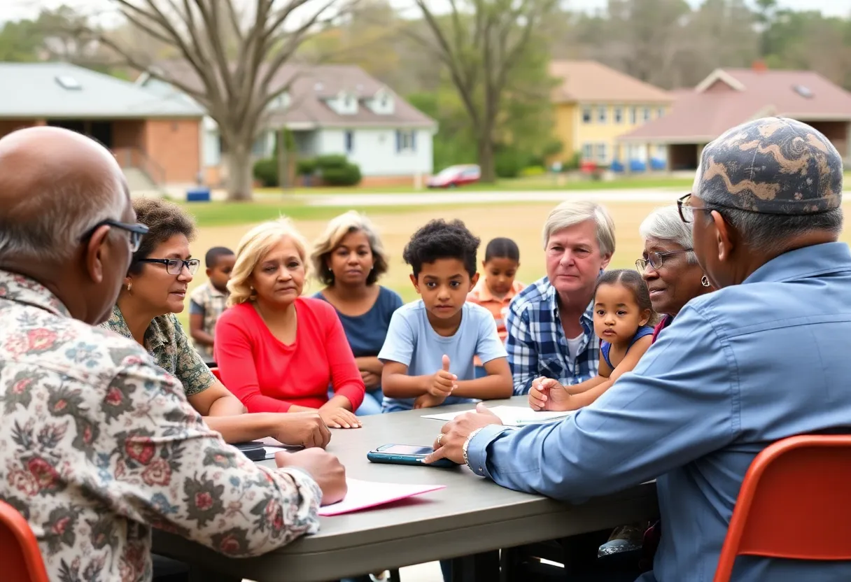 A community meeting discussing child safety and exploitation awareness in Aiken, S.C.