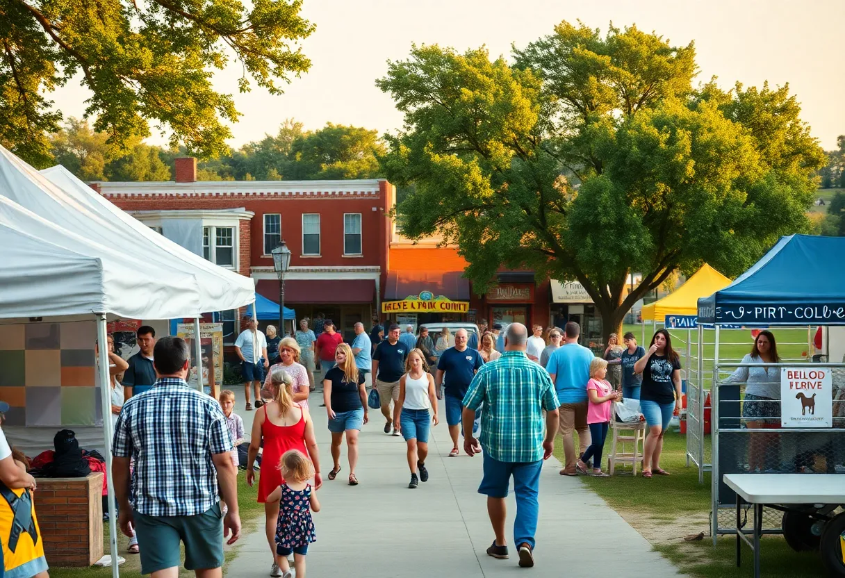 Families, vendors, live music and pet adoption booth at a free outdoor festival in Aiken, SC
