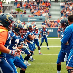 South Carolina Gamecocks football team practicing on field