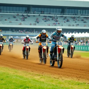 Motocross race showcasing competitors during a high-energy event.