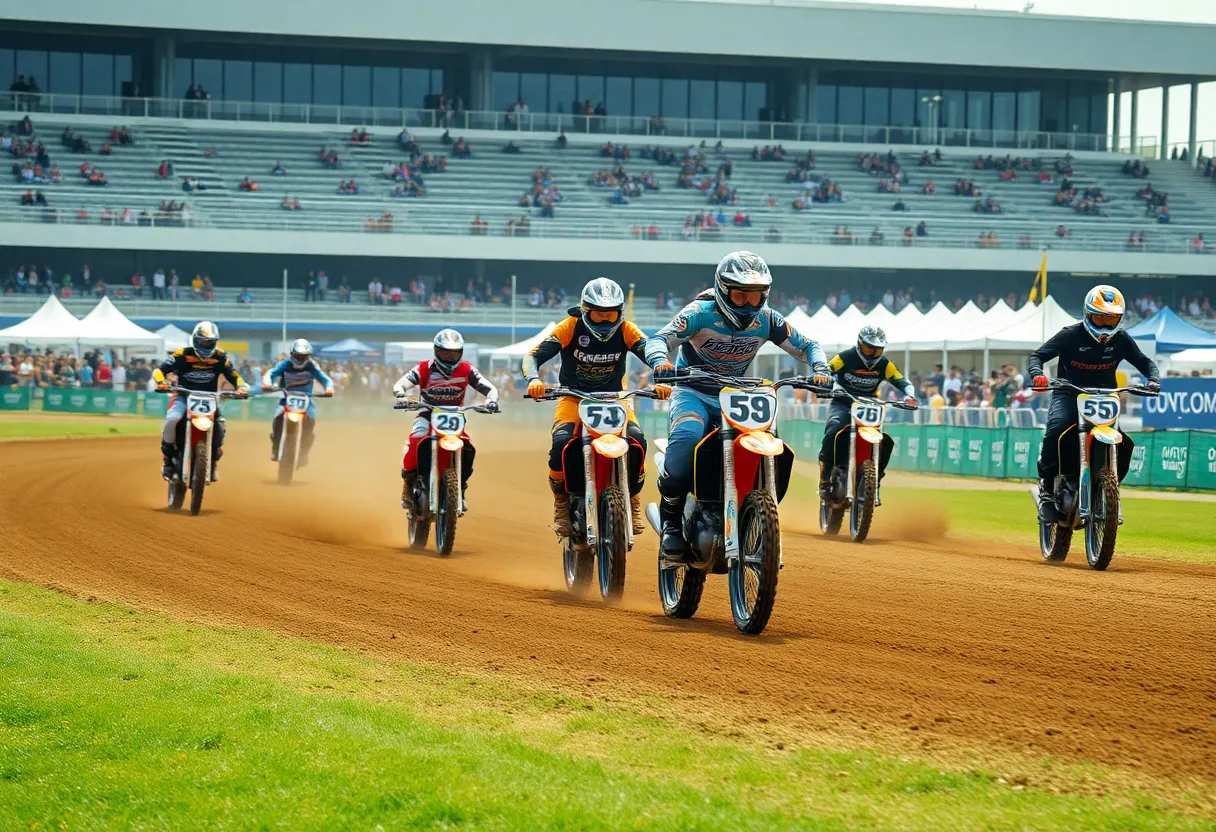 Motocross race showcasing competitors during a high-energy event.
