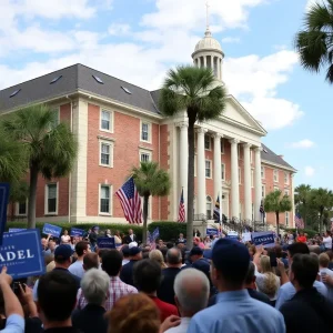 Crowd at the Citadel during Nancy Mace's campaign announcement for governor