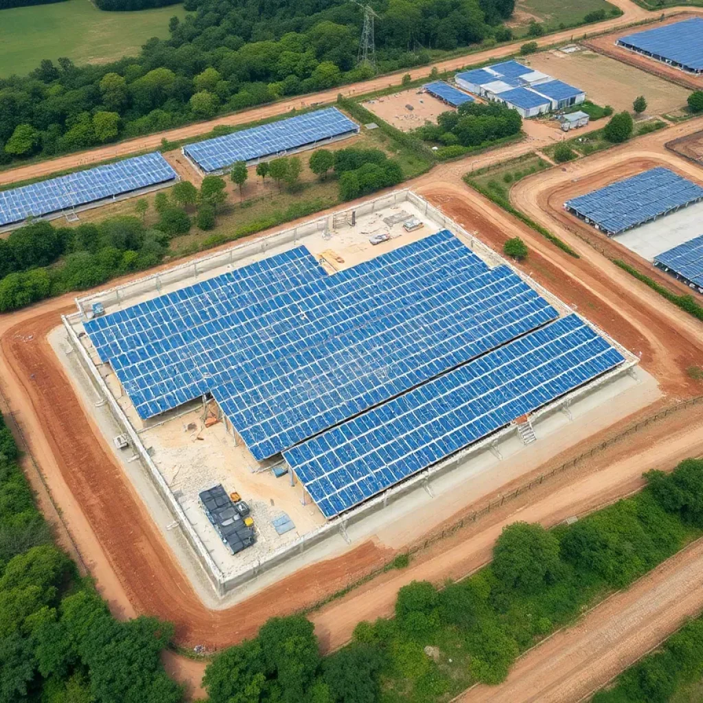Construction of a solar facility in Orangeburg County with solar panels