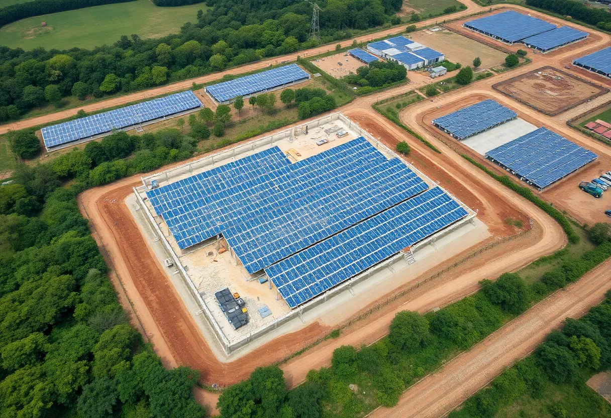 Construction of a solar facility in Orangeburg County with solar panels