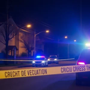 Police lights flashing at a crime scene in a Charlotte neighborhood