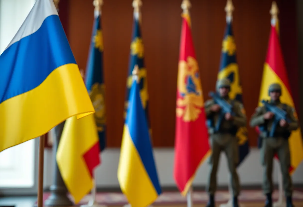 Flags of Russia and Ukraine symbolizing diplomatic tension.
