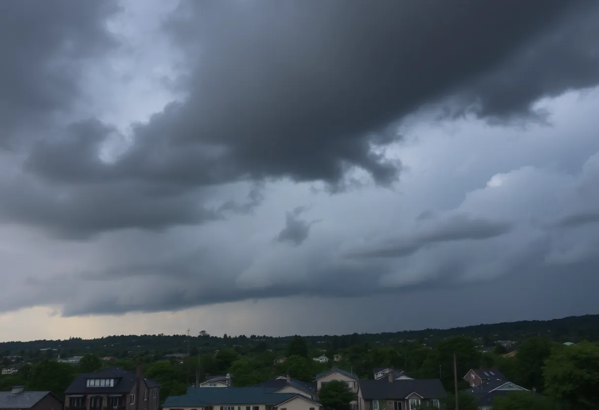 Dark storm clouds over Aiken County